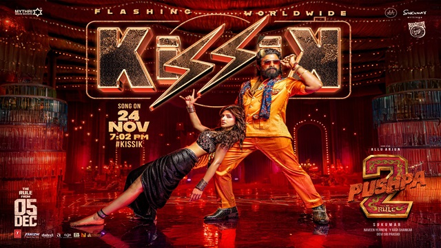 Pushpa 2 Song “Kissik” locks its release date featuring Allu Arjun and Sreeleela Stun in High-Energy Track